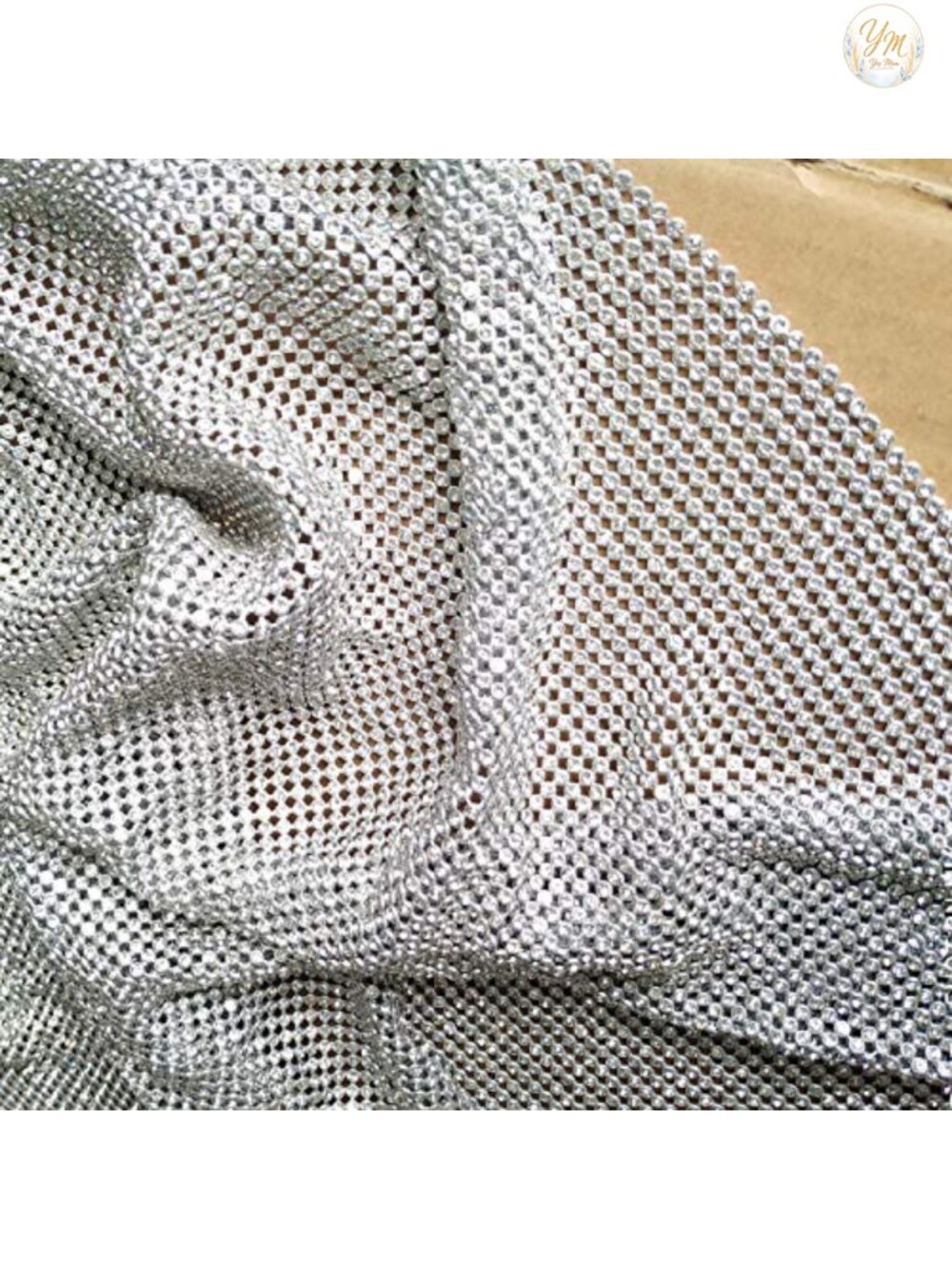 Metal Mesh Rhinestone Fabric Cuttable Craft Material for Clothing Bag Decor